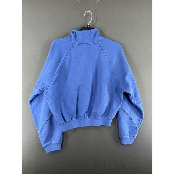 New Free People For The Win Logo Half Zip Size Medium Blue - Picture 4 of 7